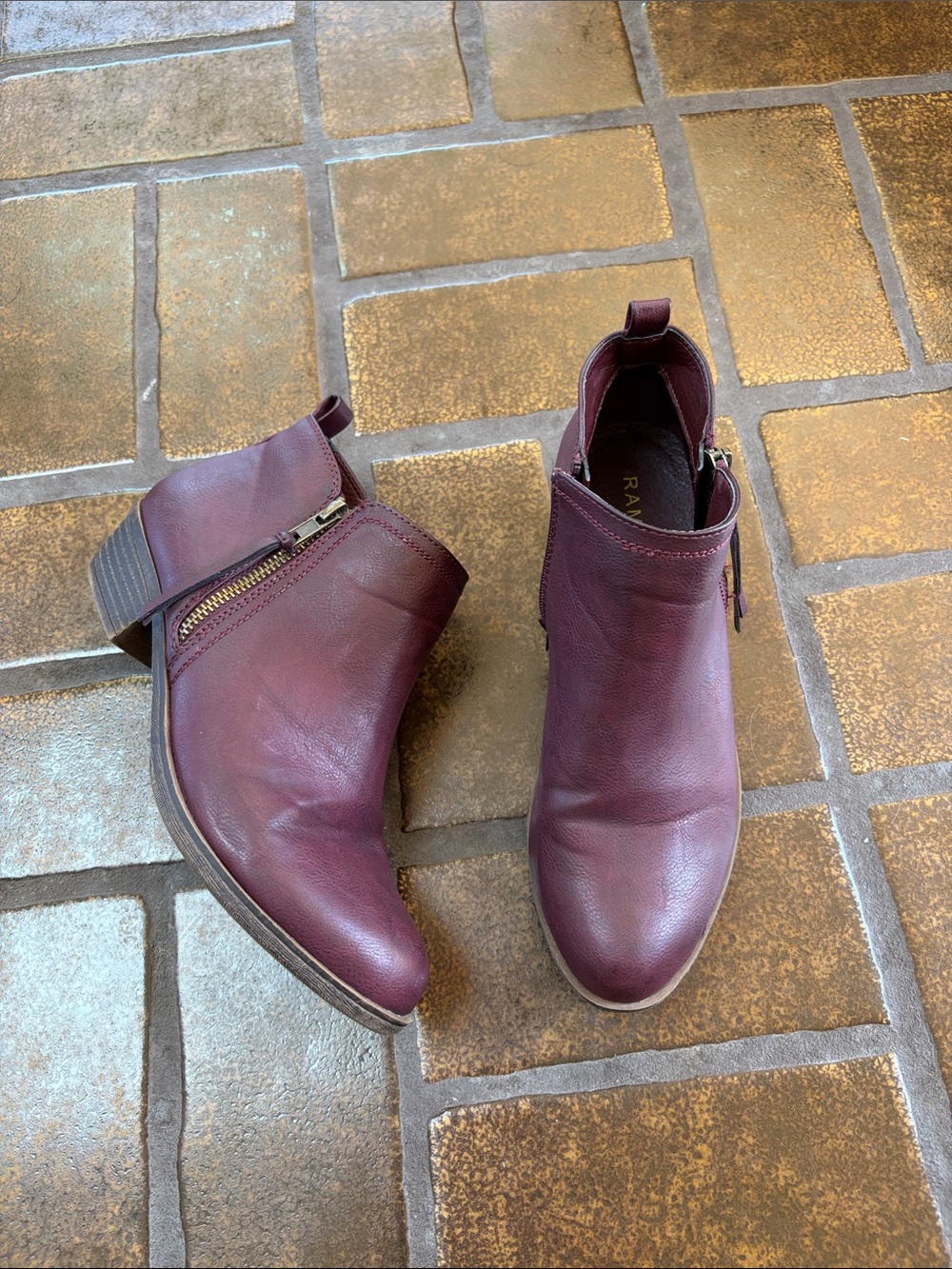 Rampage Tarragon Maroon Faux Leather Ankle Booties